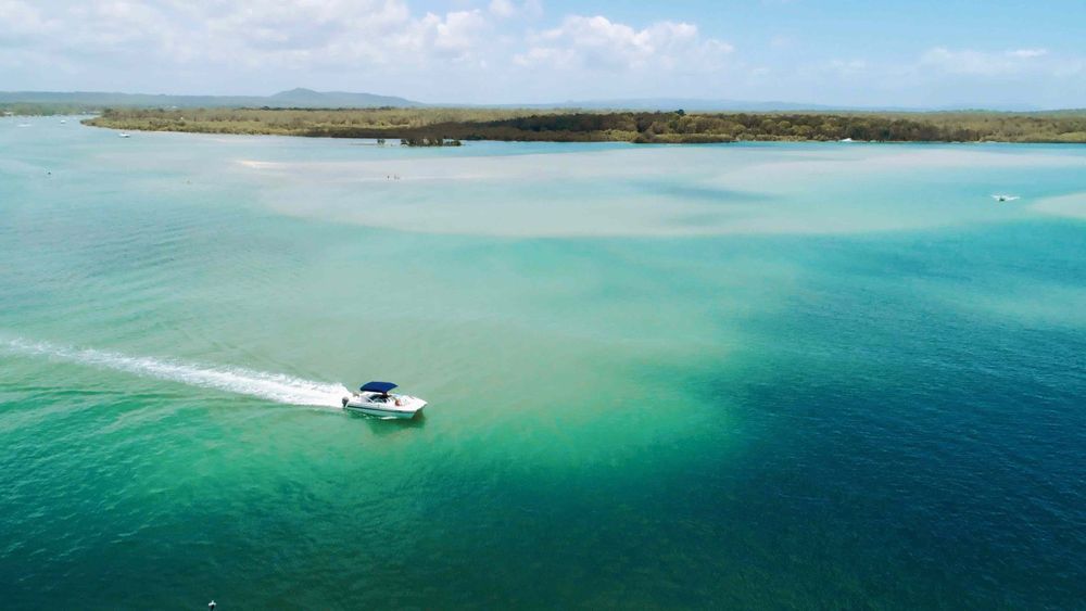 Aerial view of the Noosa River in Noosaville